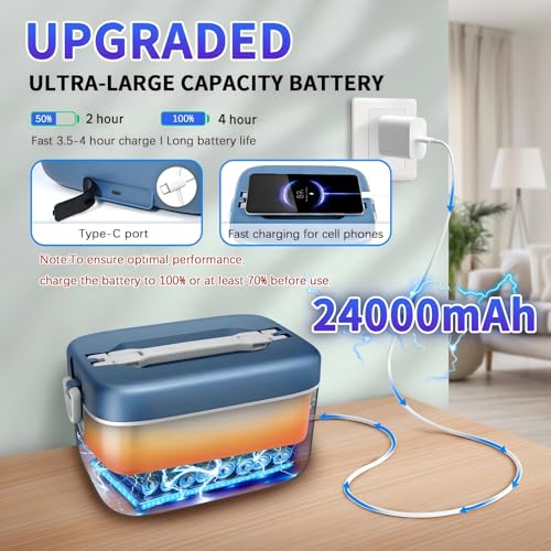 VYRALOFT Cordless Electric Lunch Box,24000mAh Battery Powered Self Heating Lunch Box,1.2L Portable Food Warmer With Removable Divider,Insulated Bag & Utensils,For Office & Outdoor Use by VYRALOFT - Image 6