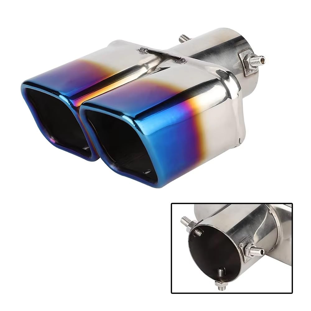 Punta Del Silenciador Trasero Tubo De Escape Doble Coche Universal Tubo Cola Coche(Straight silver)