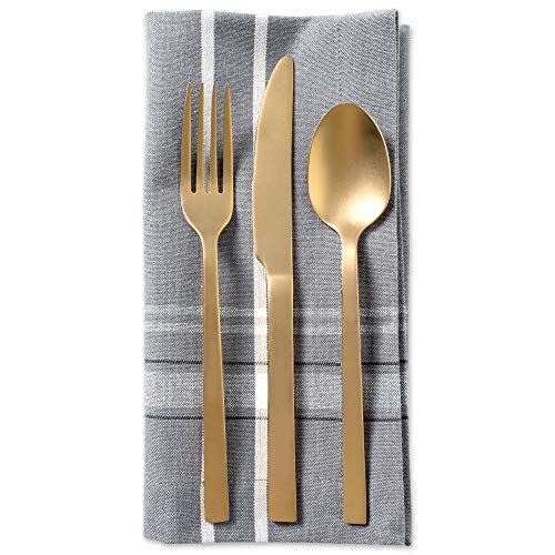 Dii French Stripe Tabletop Collection Farmhouse Style Dining Table Linen Napkin Set, 20X20, Gray Chambray, 6 Piece #TOP2