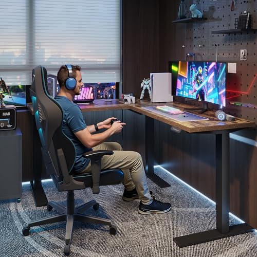 Image of SANODESK 71x63 Electric L-Shaped Corner Standing Desk with Drawer