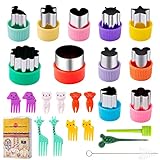 Ausstecher Brot und Gemüse Kinder 24 Stück, Kimfead Ausstechformen Gemüseausstechform mit Food Picks Obstgabeln, Bento Box Zubehör