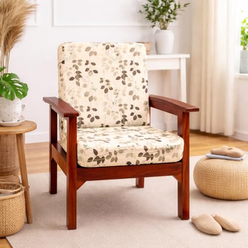 Image of STITCHNEST 'Contour Fit Series' Stretchable Printed Wooden Sofa Cover (Pack of 6) - Elastic Wooden Chair Cover | Wooden Sofa Seat Cover | Size - 20-21 x 20-21 x 3-5 in