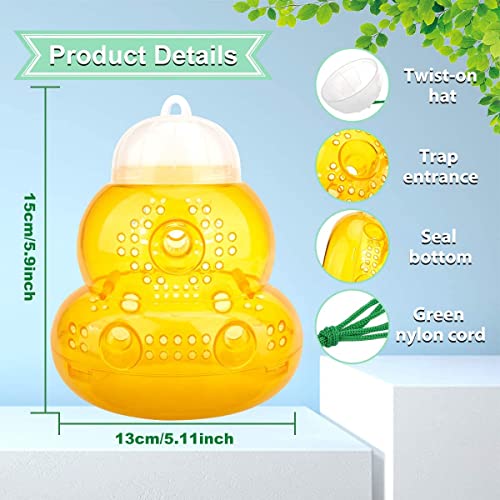 Wasp Trap, Bee Traps Catcher, Outdoor Wasp Deterrent Killer Insect Catcher, Wasp Killer Hornet Traps Non-Toxic Reusable Yellow Jacket Traps For Garden/Farm/Patio Hanging (2 Pack, Orange) #TOP1