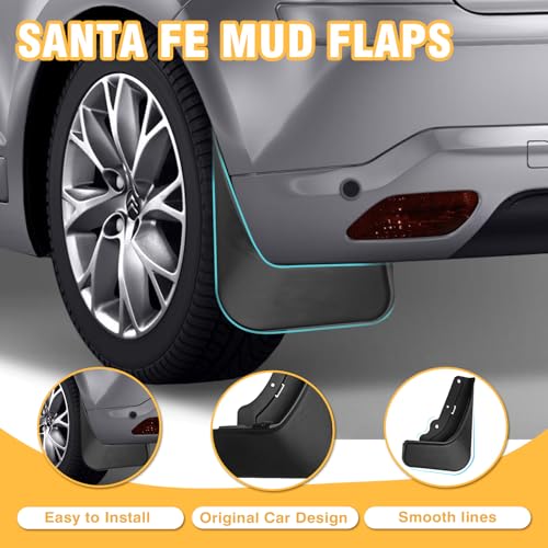 Image of Mud Flaps for 2024 2025 Hyundai Santa fe Splash Guards Accessories Heavy Duty Front and Rear Mudguards Fender Flaps for Hyundai Santa fe 2024 2025 Exterior Accessories No Need to Drill Holes 4PCS Set