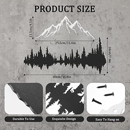 Therwen 2 Pcs Mountain Range And Forest Metal Wall Art Decor Summit Metal Wall Sign Black Forest Wall Decor Woodland Rustic Cabin Decor For Bedroom Home Lodge Decoration, 15.8 X 7.1'' And 11.6 X 4.5'' #TOP1