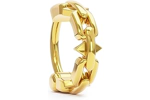 Spike Chain Nose Ring Hoop- Handmade Edgy Gold Body Jewelry