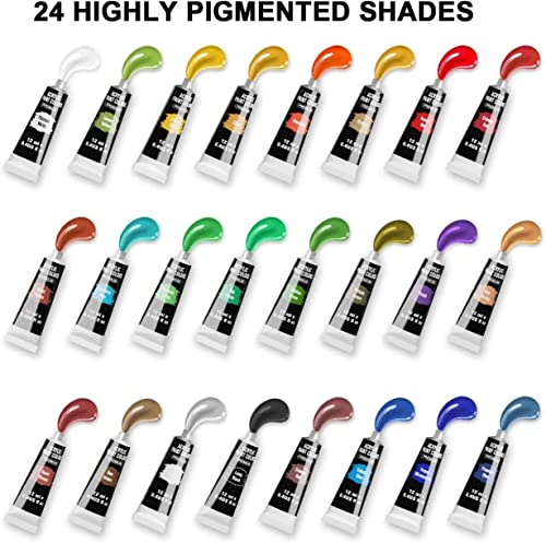 Emooqi Acrylic Paint, Painting Supplies Set Includes 24 Acrylic Paints, 16 Painting Brushes With Bag, Paint Knife, Art Sponge And Paint Palette, Acrylic Paint Set For Beginners & Professional Artist. #TOP4