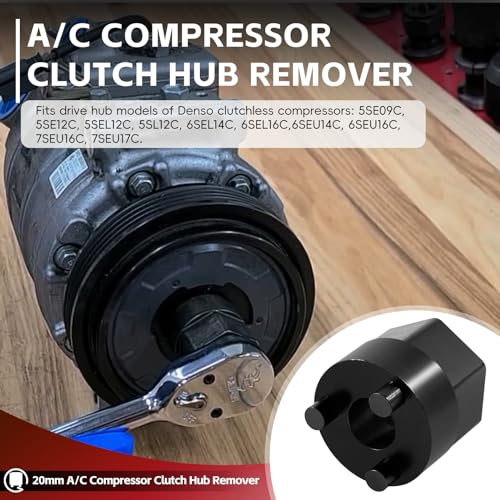 A/C-Kompressor-Kupplungsnaben-Entferner-Werkzeug 20mm für Antriebsnabe von kupplungslosen Denso-Kompressoren 5SE09C 5SE12C 5SEL12C 5SL12C 6SEL14C 6SEL16C 6SEU14C 6SEU16C 7SEU16C 7SEU17C