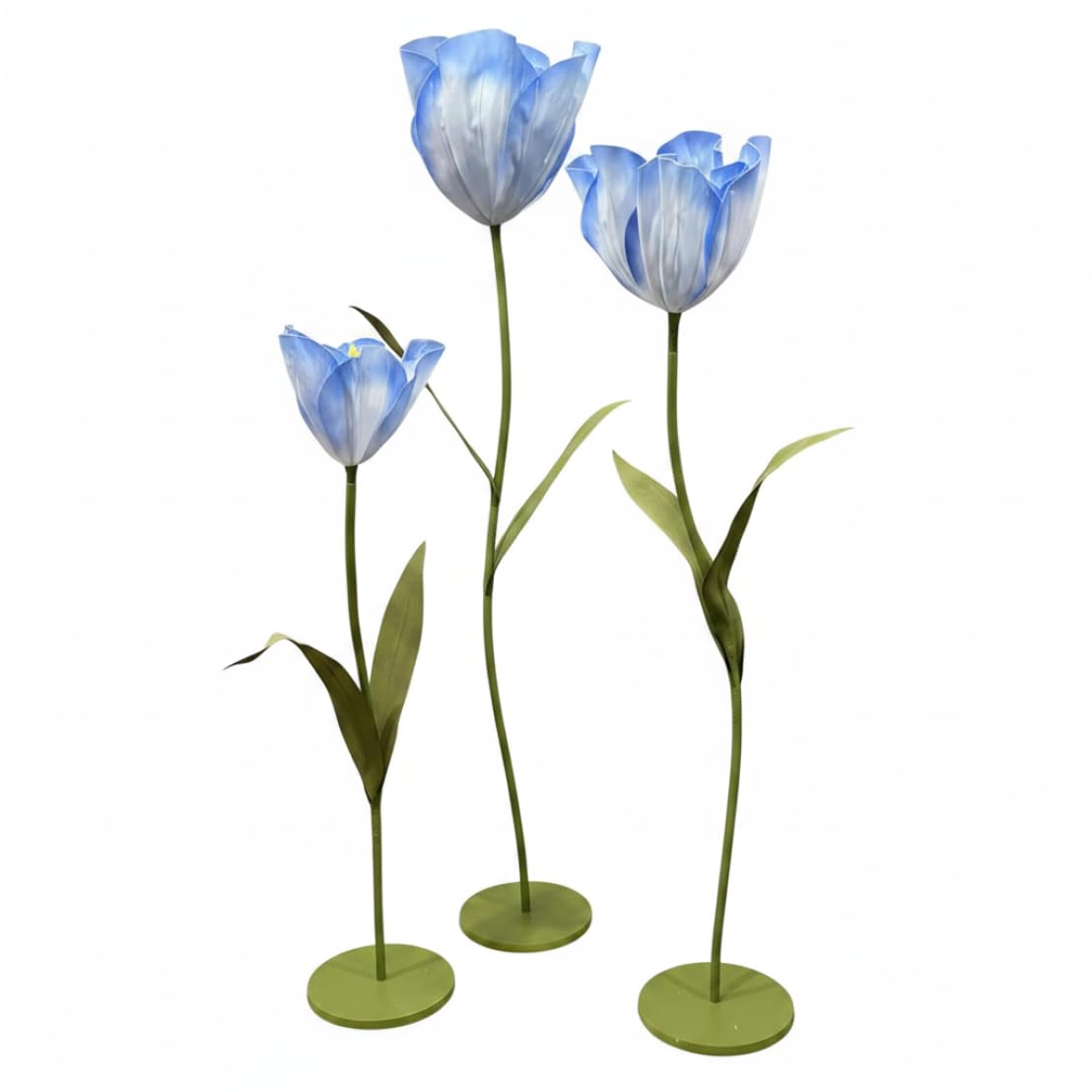 3 fleurs artificielles géantes tulipes de scène stables avec base pour vitrine sans flétrir