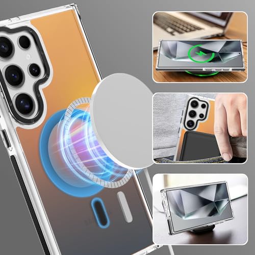 Image of Magnetic Case for Samsung Galaxy S24 Ultra [Compatible with Magsafe] [Cute Fashion Fluorescent Design] [1 Screen Protector] Slim Translucent Matte Case for Galaxy S24 Ultra 6.8 inch, Black