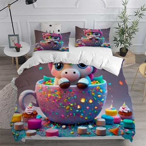 Housse de couette licorne super king en microfibres douces et résistantes - 6