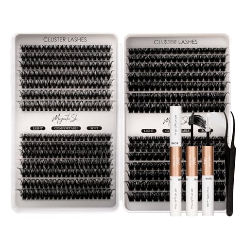 518Pcs Lash Cluster Book Set 60D 80D 100D 150D Individual Cluster Lashes with Lash Bond & Seal and Eyelash Curler Manga Volume Lash Clusters for Beginners Natural Salon Style DIY Eyelash Extensions