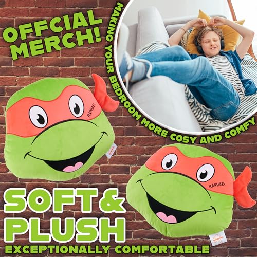 Image of Teenage Mutant Ninja Turtles Plush Cushion Pillow, Soft Plush Throw Pillow Cute Fluffy Cushion Bedroom Decor, Gifts for Teens, Women (Green TMNT, L15 x W13.4)