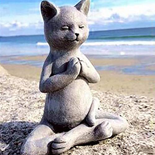 Estatua Decorativa de Gato Meditando Zen en Resina miniatura 5