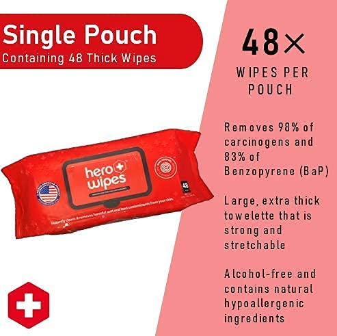 Hero Wipes Fire Wipes Bundle- Extra Thick Durable 10x9” Wipes Remove Carcinogens Removes Ash, Soot, Smoke, Toxins, Travel-friendly packet image 3