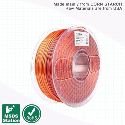 Image of AMOLEN Silk PLA Gradient 3D Printing Filament, 1KG Spool 1.75mm Silk Shiny Red Gold Gradient Printer Filament 2.2lb Brighter New Version, Compatible with 3D Printer and 3D Pen
