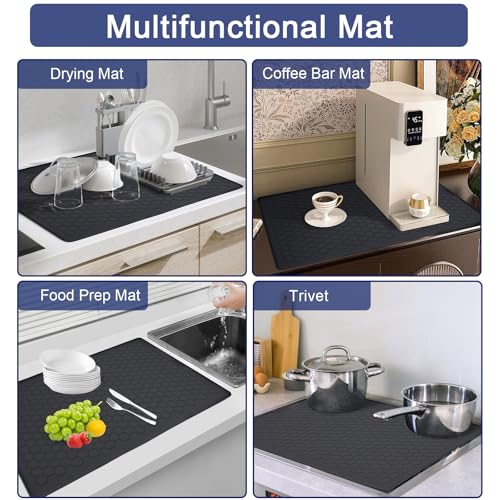 Stove Top Covers for Electric Stove - 28" x 20" Thickened Silicone Stove Mat for Glass Top Stove, Heat Resistant Cooktop Protector, Ceramic Range Covers, Dish Drying Mat for Home Kitchen, Black — view 5