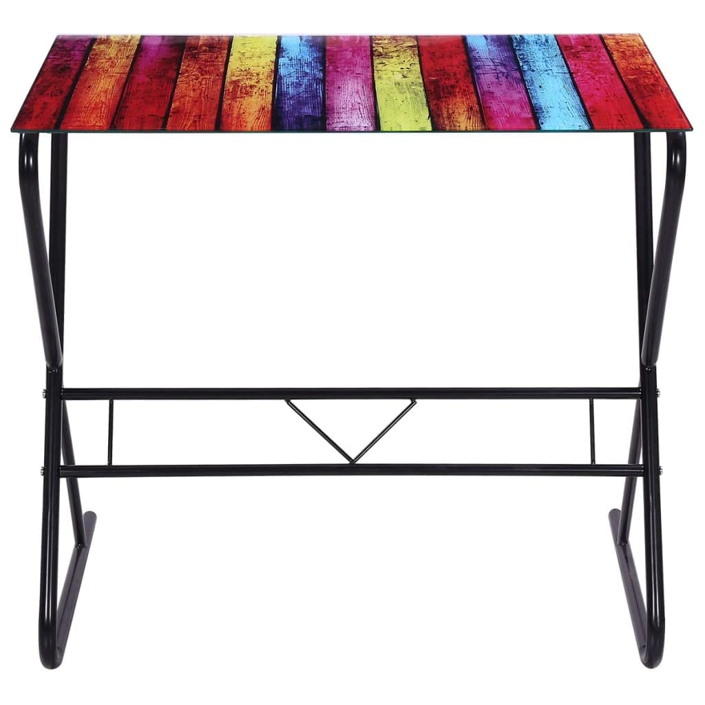 Escritorio de cristal con patrón de arco iris, muebles de traje