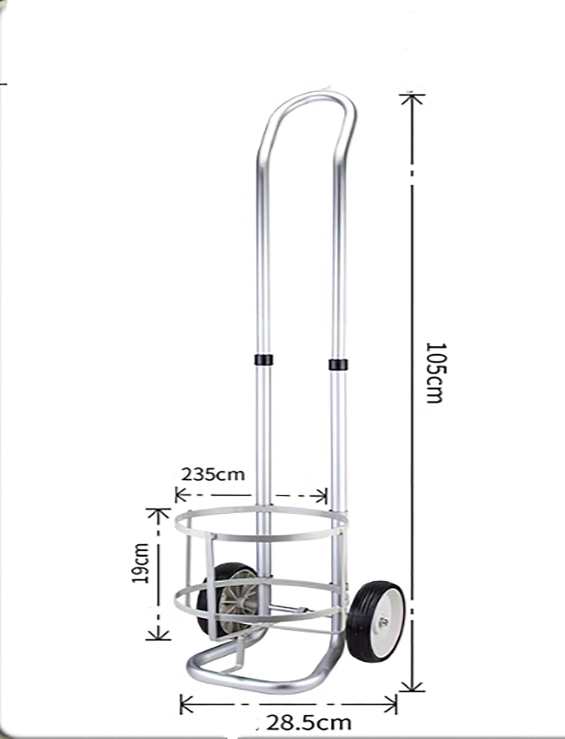 Portable 2-Wheel Oxygen Cylinder Cart, 23.5cm Diameter Oxygen Tank Trolley with Handle, Rolling Gas Bottle Storage Rack for Home Use, Lightweight Oxygen Tank Transporter - Image 2
