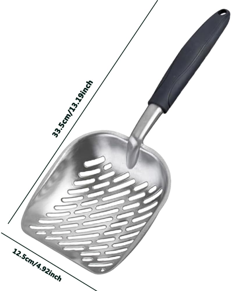 Łopata do kuwety, metalowa, nieprzywierająca, z wytrzymałego aluminium, trwała, metalowa kuweta dla kotów, kociąt, czarna