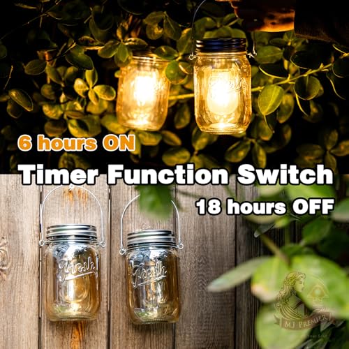 MJ PREMIER Mason Jar Lights Hanging,2-Pack Outdoor Garden Lanterns,Battery Operated Cordless Lamps,LED Bulb and Auto Timer,Patio,Indoor Lights for Camping Picnic Party Fireplace Hallway (Amber) - Cosy Home Interiors MJ PREMIER Mason Jar Lights Hanging,2-Pack Outdoor Garden Lanterns,Battery Operated Cordless Lamps,LED Bulb and Auto Timer,Patio,Indoor Lights for Camping Picnic Party Fireplace Hallway (Amber) - Image 4