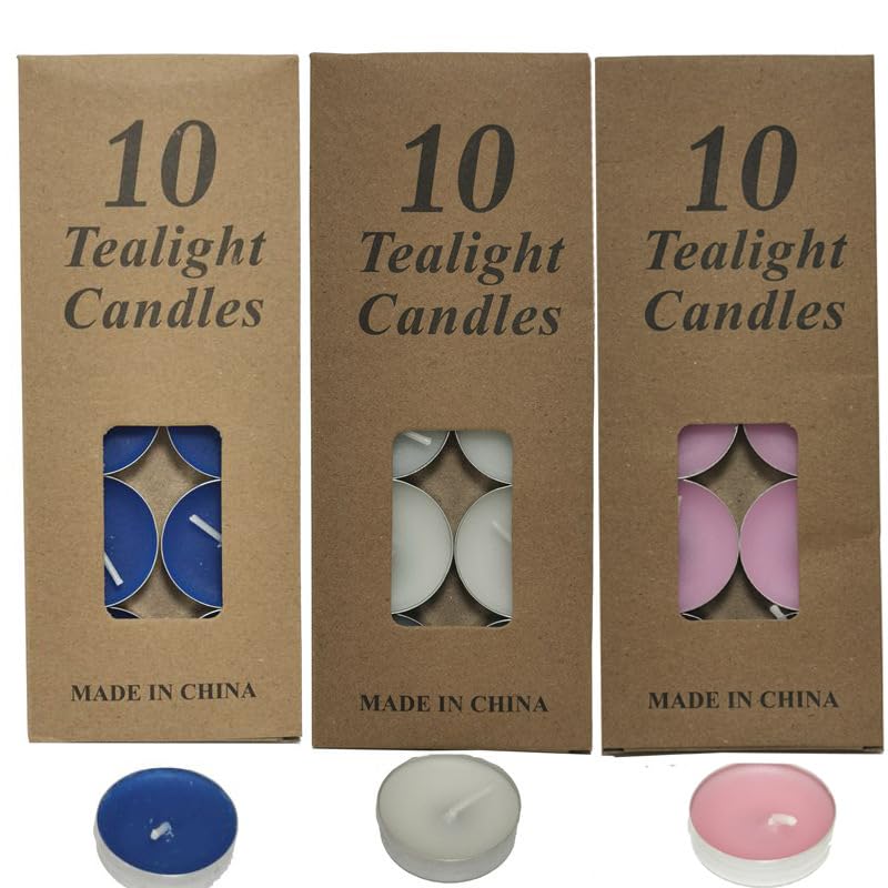 Tea Lights Candle Set, 10 Count, Unscented Multicolor Decorative Tealights for Parties, Weddings and Holidays