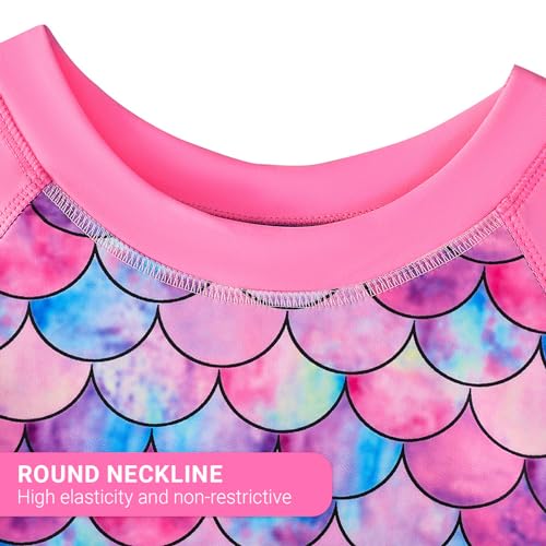 Girls Two Piece Swimsuits Bathing Suits for Little Girl Rash Guard Short Sleeve Beach Swimwear Set for Kid 4-12 Years4