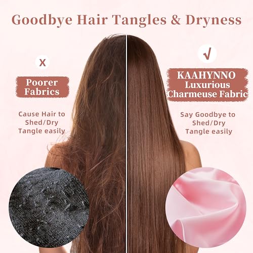 image for KAAHYNNO Adjustable Silk Satin Bonnet for Sleeping Hair Wrap, Double L