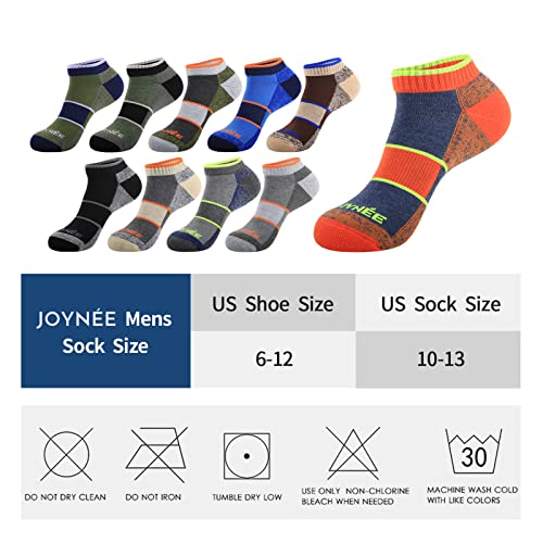 JOYNÉE Mens Low Cut Athletic Cushion Socks Comfort Running Ankle Socks with Moisture Wicking 6 Pack 6