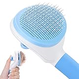 Material Seguro - El cepillo para mascotas está hecho de plástico ABS y cerdas de acero inoxidable. Cada punta de cerdas con una capa protectora blanca, que puede proteger la piel de la mascota y permitir que las mascotas disfruten de un masaje confortable.