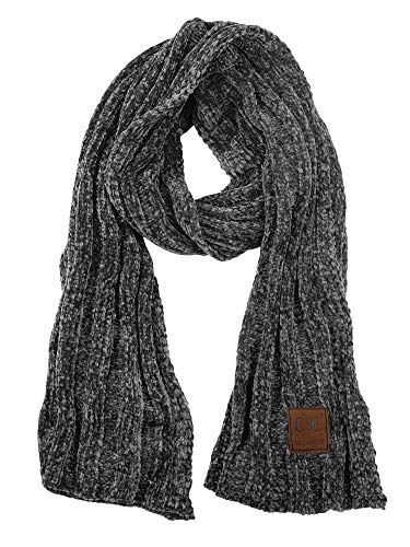 C.C Women's Ultra Soft Chenille Ribbed Thick Warm Knit Shawl Wrap Scarf