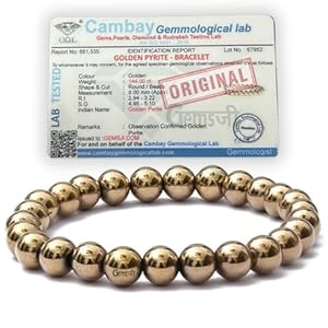 GEMSJI Golden Pyrite Stone Bracelet With Lab Certificate, Dhan Yog Wealth Laxmi Natural Gemstones Chakra Original Reiki Healing Jewelry For Women & Men Certified Bracelet, Charged By Reiki Grandmaster & Vaastu, Expert 36 516y7K0DGaL. SL500 . SS300