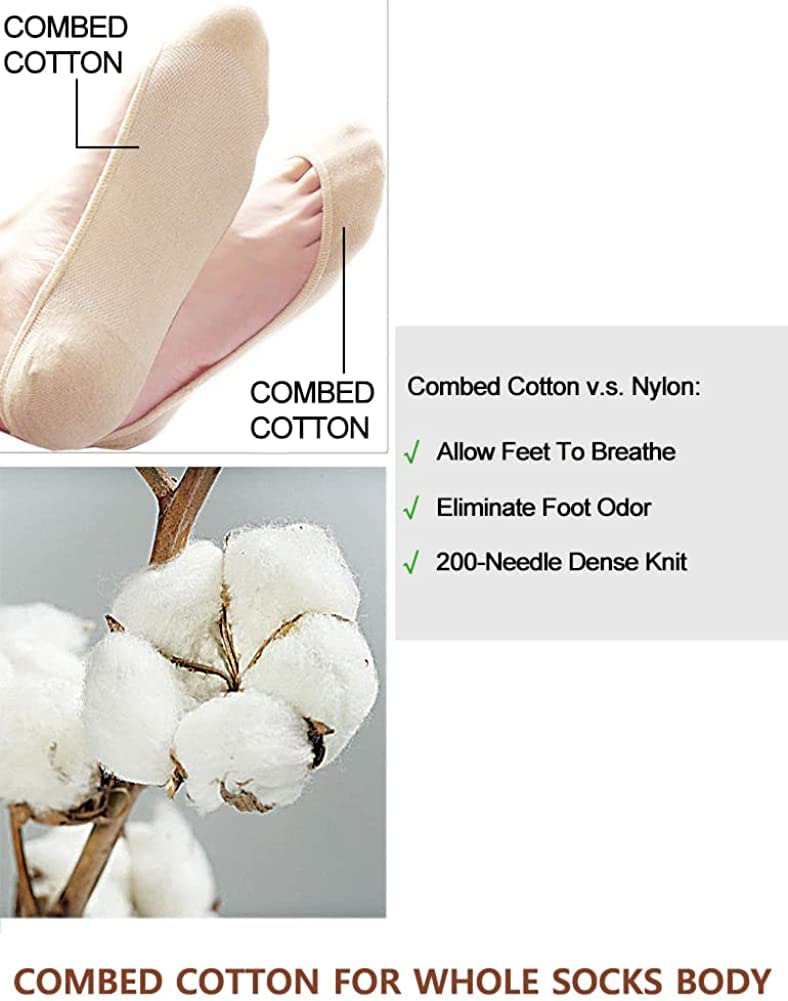 WKLOUYHE Linen Blend No Show Socks Women For Flats Non Slip Invisible Ultra Low Cut Socks For Shoe_Free Size(2Black+2Beige+1Gray) 3