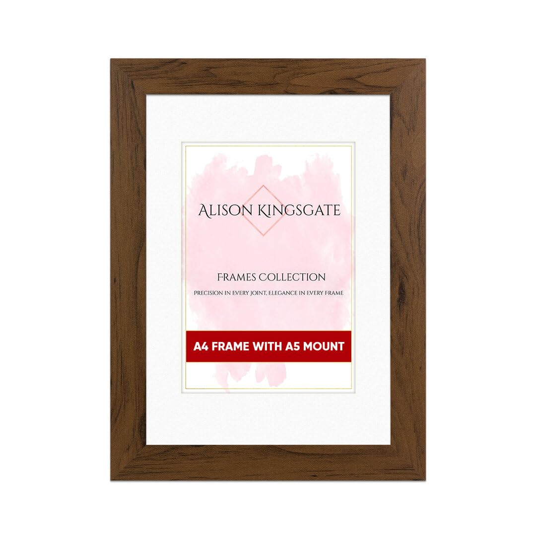 Alison Kingsgate A4 WALNUT Picture Frame with Mount for A5 Photos