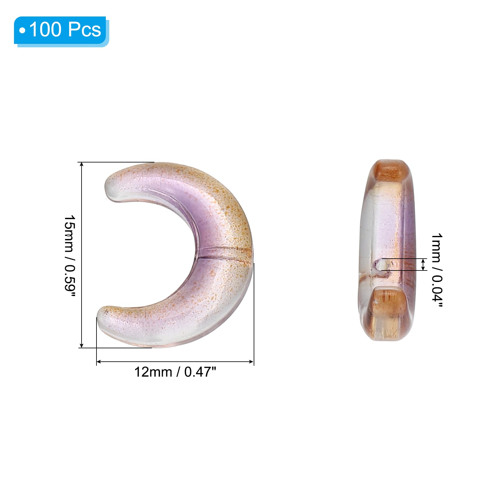 PATIKIL 100 Pcs Moon Charm Crystal Glass Moon Beads Crescent Shaped Spacer Beads Tiny Hanging Pendant for Jewelry Making Bracelet DIY Craft Accessories Bulk - Image 2