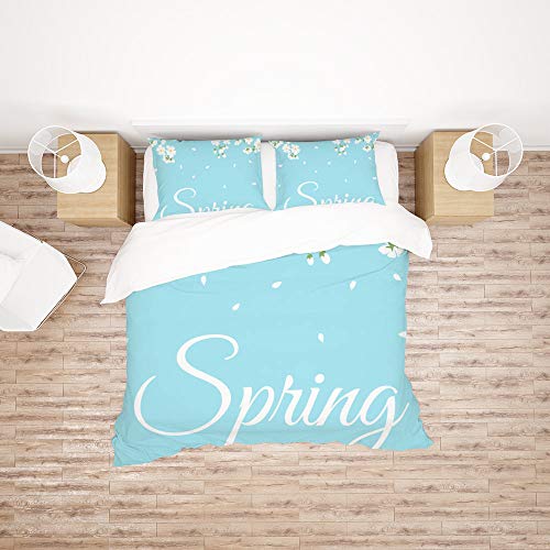 Housse de couette branches de fleurs bleu et taie d'oreiller en textile supérieur durable - 3