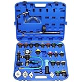 JoyFans Radiator Pressure Tester and Cooling System Pneumatic Vacuum Coolant Refill Tool 33Pcs Automotive Kit with Pressure Gauge, Radiator Adapters for Most Cars, Trucks, Airlift Blue