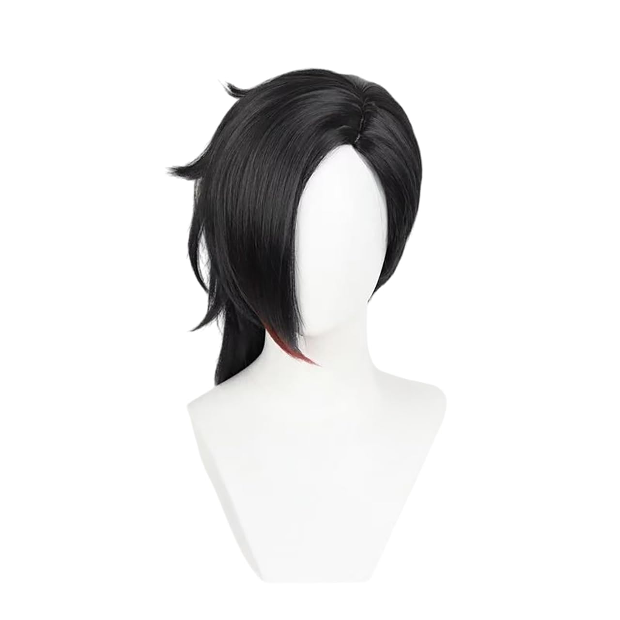 GorgewgVi Cosplay Wig Women Halloween Costume Short Black Red Synthetic Hair with Wigcap
