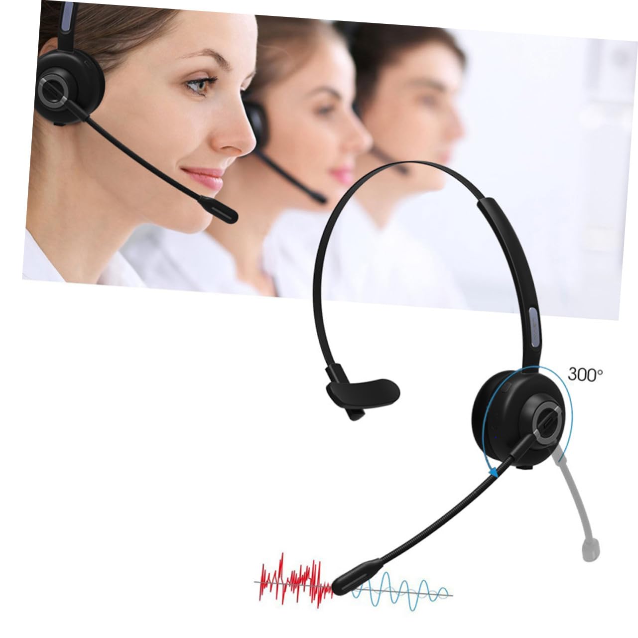 HOMSFOU Auriculares Inalámbricos Cancelación de Ruido y Diseño Ergonómico para Oficina y Fitness, Material Abs y Espuma, Auriculares Montados Cabeza