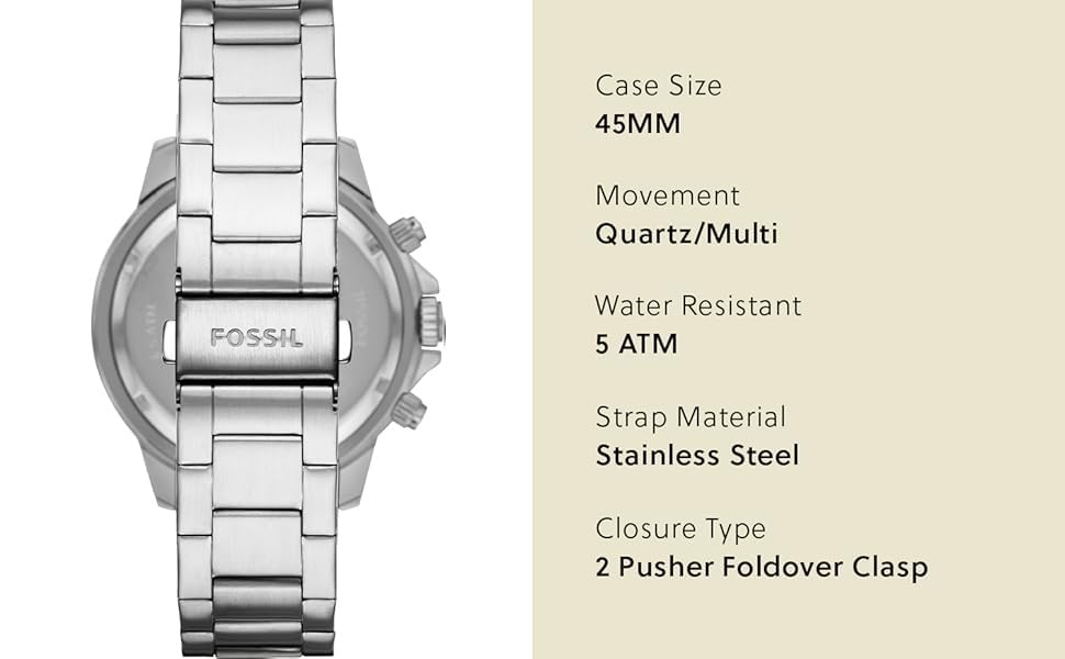 Image of Fossil Analog Green Dial Silver Bracelet Men's Watch BQ2492