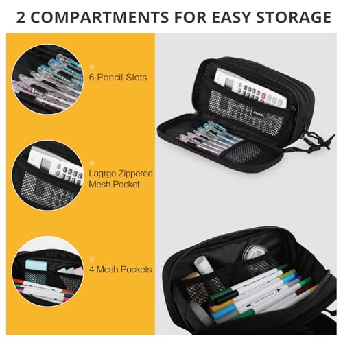 Image of ATRIPACK Tactical Pencil Case for Boy,Large Capacity Pencil Pouch,Marker Organizer Case Pen Box, Tool Bag Desk Organizer for School College Office Organizers for Kids Men Women Adult Teens(Black)