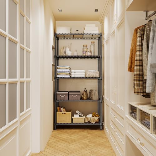 Image of M MZG 1250 lbs 5 Tier Shelf Metal Storage Shelves Shelving Wire Rack Heavy Duty Closet Organizers for Garage Kitchen Bathroom Laundry Black 15.7 inch D x 33.5 inch W x 68.5 inch H