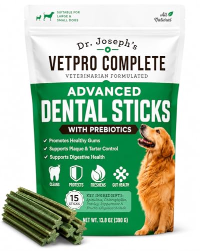 VetPro-Complete-Dr-Josephs-Advanced-Dental-Sticks-with-Prebiotics-15-Sticks-Cleans-Teeth-Freshens-Bad-Breath-and-Supports-Gut-Health-Target-Tartar-and-Plaque-Build-Up-Veterinarian-Formulated VetPro Complete Dr. Joseph's Advanced Dental Sticks with Prebiotics, 15 Sticks, Cleans Teeth, Freshens Bad Breath, and Supports Gut Health, Target Tartar and Plaque Build Up, Veterinarian Formulated - Image 1