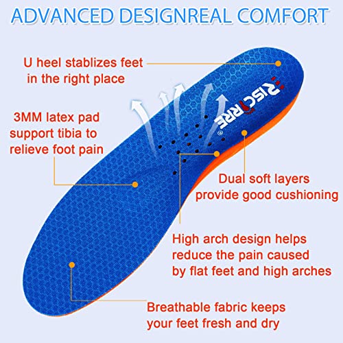 Insoles for Men and Women- Support Shock Absorption Cushioning Sports Comfort Inserts, Breathable Shoe Inner Insole for Running Walking Hiking Working(L)2