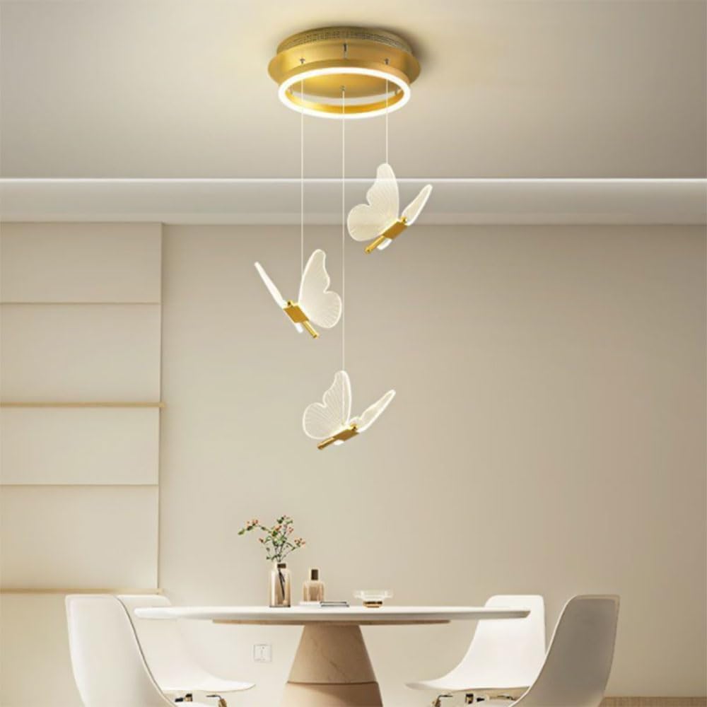 YYingYYue Creative 3 Light Butterfly Shaped LED Ceiling Lights for Nursery, Hanging Lamp, Girl Bedroom Ceiling Lamp, Cute Hanging Lights