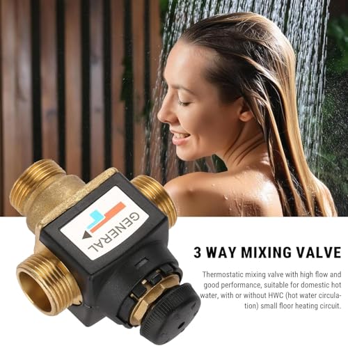 Dn20 Thermostat-Mischventil, Außen-/Innengewinde Warmwasserbereiter Mischventil Messingdusche Heißwasser Automatisches Regelventil, 35 Bis 60°C, Für Badezimmer Küche Armatur (Männlich)