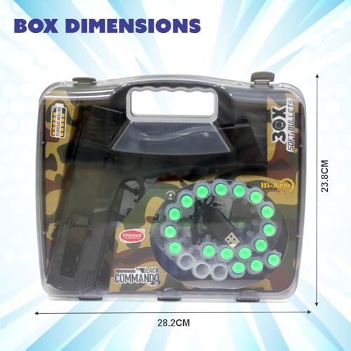 Image of Aditi Toys Automatic 30 Rapid Fire Black Commando Dart Gun, Include 30 Soft Suction Foam Bullets with 20 Bullet Strips, Rechargeable Gun for Kids