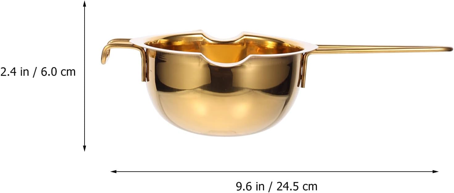 Hemoton Stainless Steel Melting Bowl Melting Pot for Chocolate Butter and Cheese Double Boiler Kitchen Tool with Handle 9.64 X 5.51 X 2.36 in Easy Pouring and Cleaning