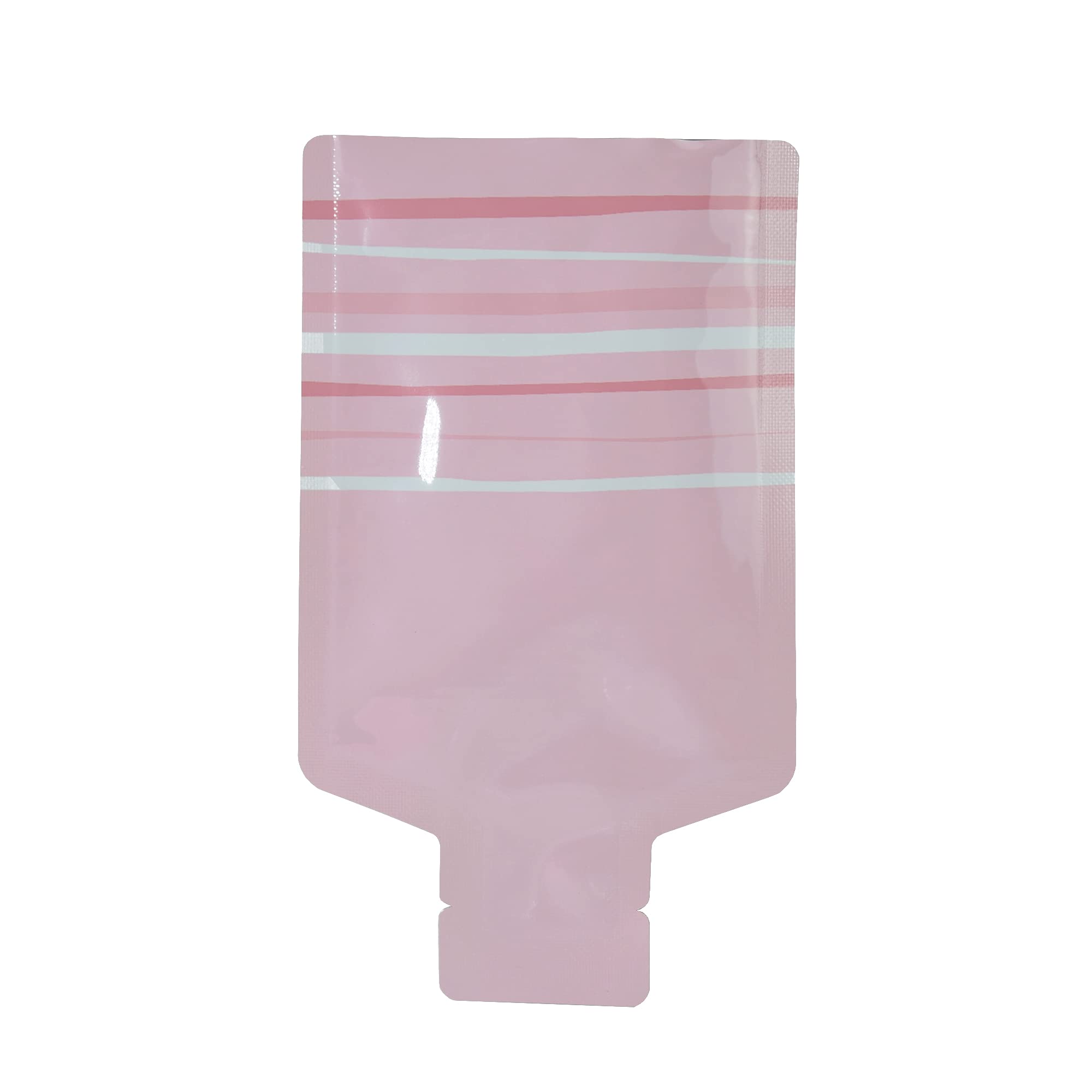 QQ Studio Pack of 100 Color Aluminum Mylar Single-Use Dispenser Tip Open Bottom Heat Seal Sample Pouch (Glossy Pink with Stripes, 3