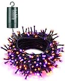 Flacchi Orange Purple Halloween String Lights 67ft 200LED Battery Operated
